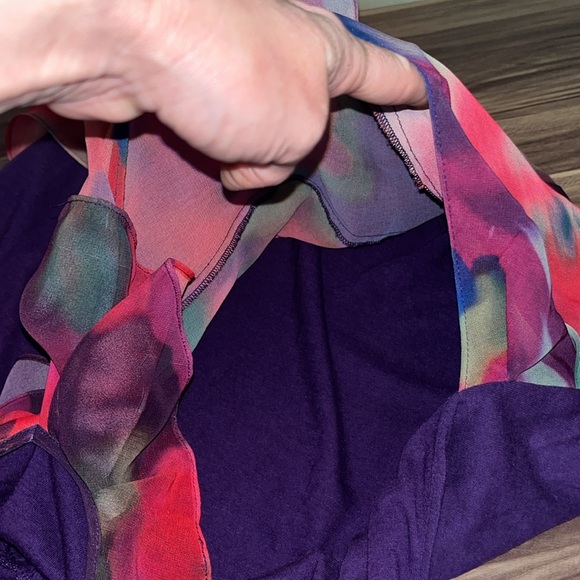 EXPRESS purple tank top with red and green ruffle - Picture 8 of 14